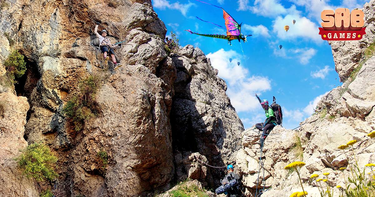 Our plucky team on the Via Ferrata. 